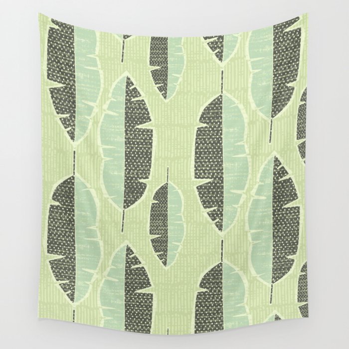 Tropical Banana Leaves Pattern Wall Tapestry