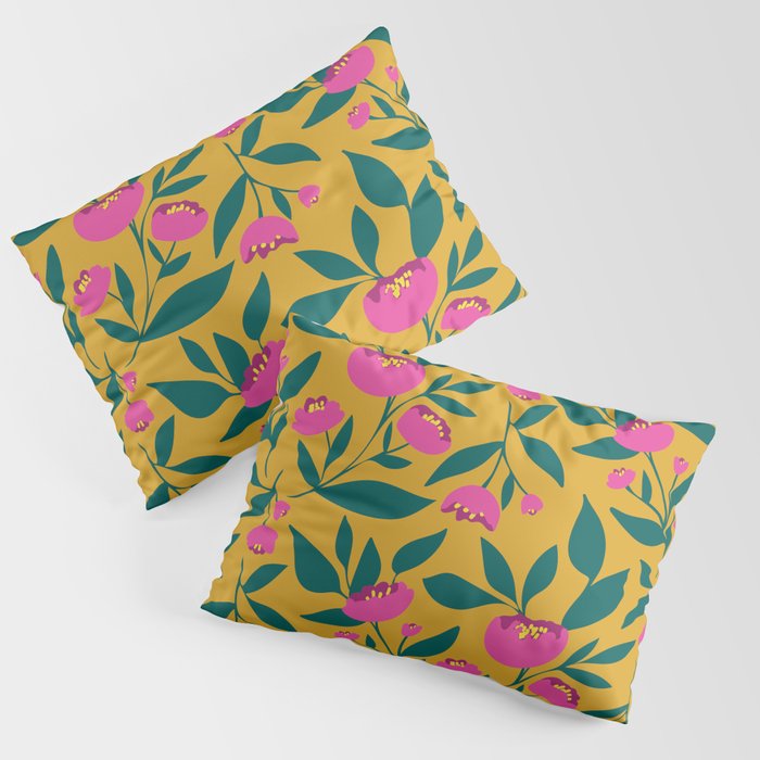 Bold and bright pink peony Pillow Sham