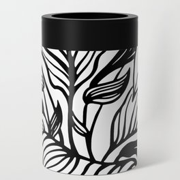 White And Black Floral Minimalist Line Drawing Can Cooler