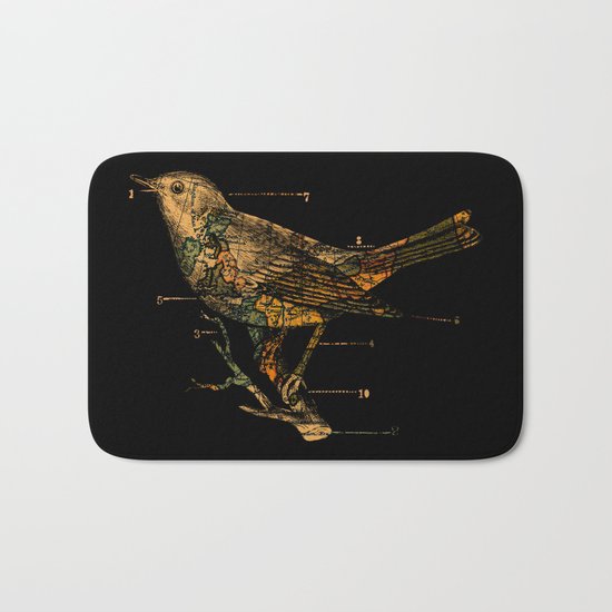Migration - Vintage Map Wanderlust Bird Bath Mat