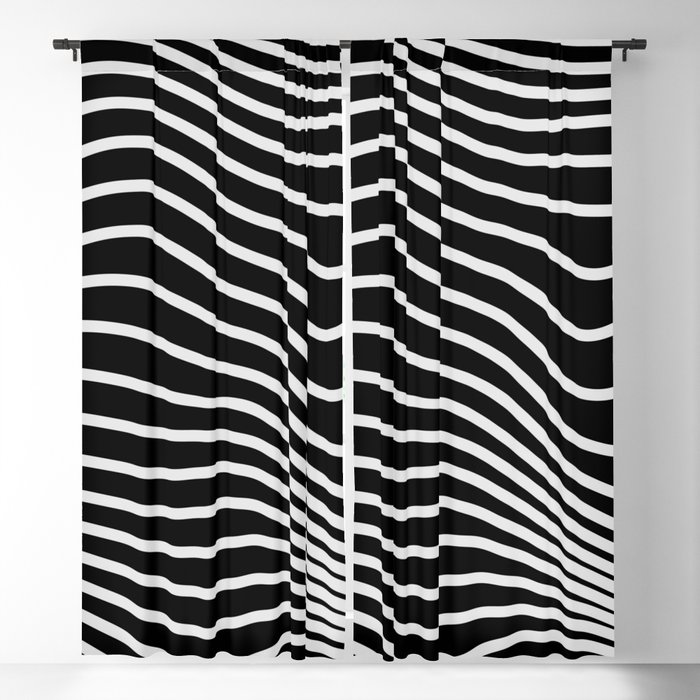 Wavy Lines Optical Illusion Black and White Blackout Curtain