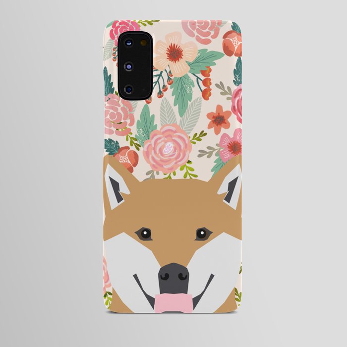 Shiba Inu floral dog face cute peeking shiba inus gifts Android Case