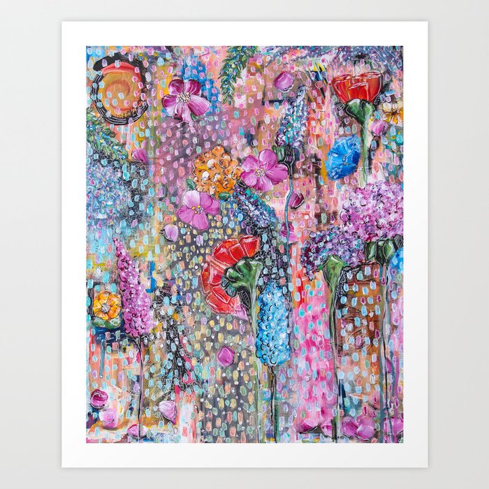 Pixelated Petals Art Print