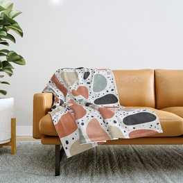 Abstract organic flat terrazzo shapes seamless pattern Throw Blanket