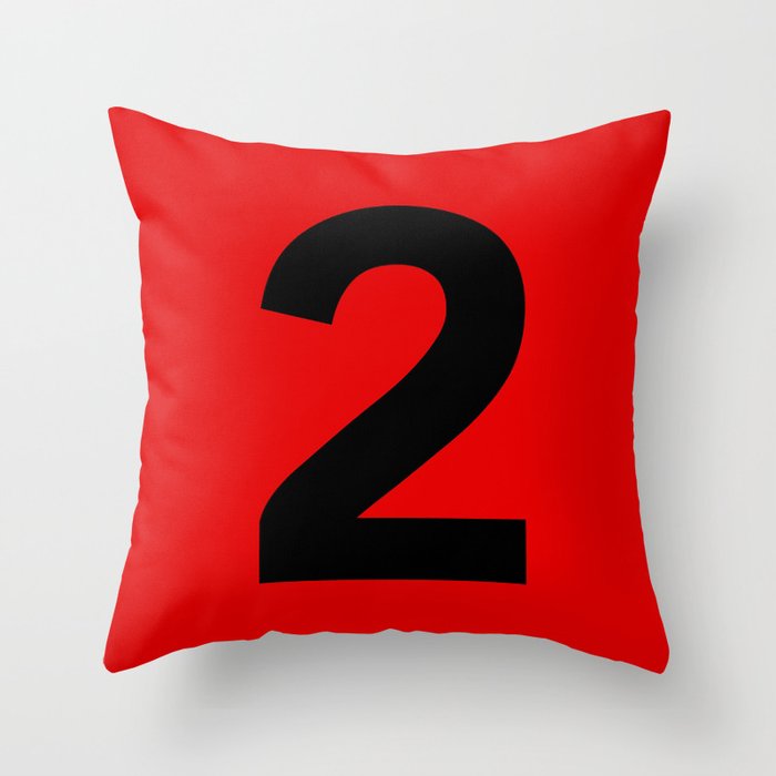 Number 2 (Black & Red) Throw Pillow