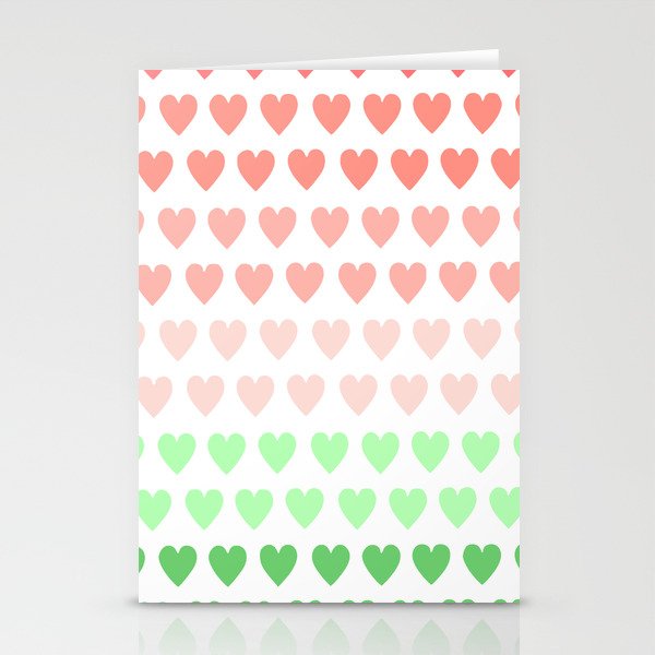 Watermelon Ombre Hearts Stationery Cards