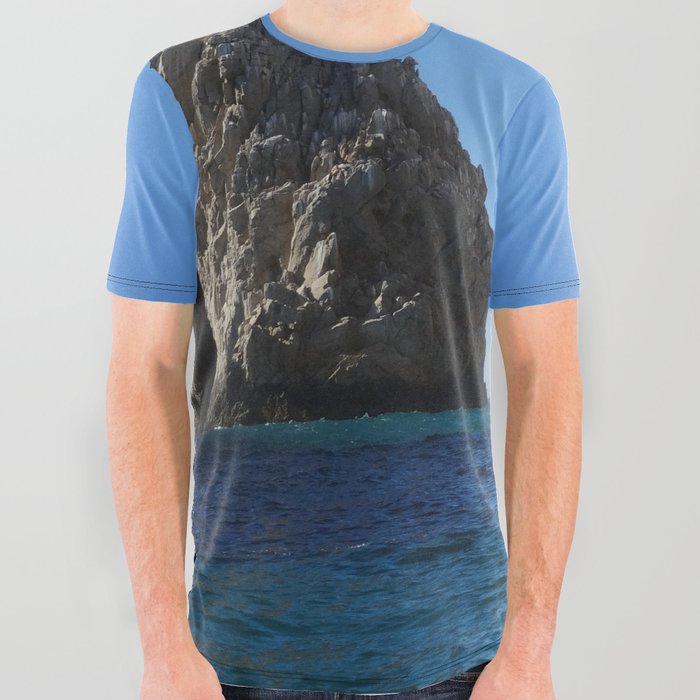 Mexico Photography - Beautiful Arch Going Over The Blue Sea All Over Graphic Tee