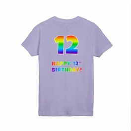 [ Thumbnail: HAPPY 12TH BIRTHDAY - Multicolored Rainbow Spectrum Gradient Kids T Shirt Kids T-Shirt ]