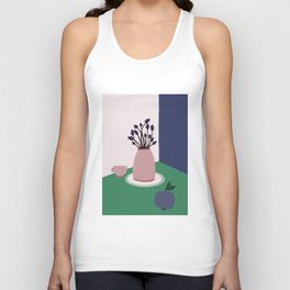 Still Life with Apple, Lavender Flowers and Cup Tank Top