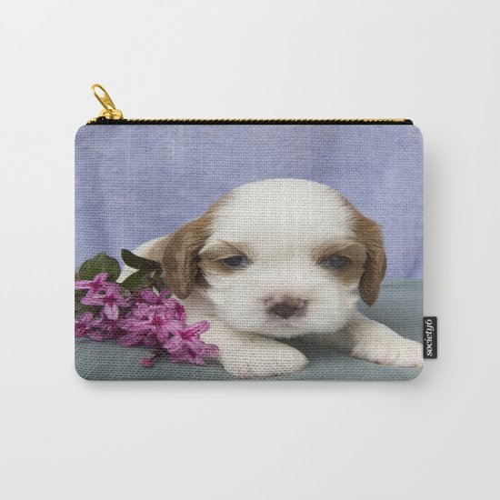 Puppy with flowers Carry-All Pouch