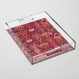 Antique Red Patterned Weave Acrylic Tray