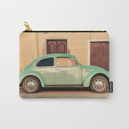 Vintage Beetle (Color) Carry-All Pouch | Teal, Retro, Antique, Car, Oldschool, Photo, Raod, Mint, Vehicle, City 