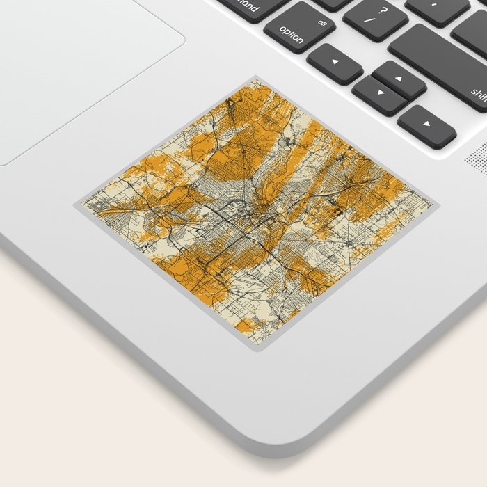 Akron USA - Yellow City Map Sticker