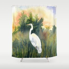 White Heron Shower Curtain