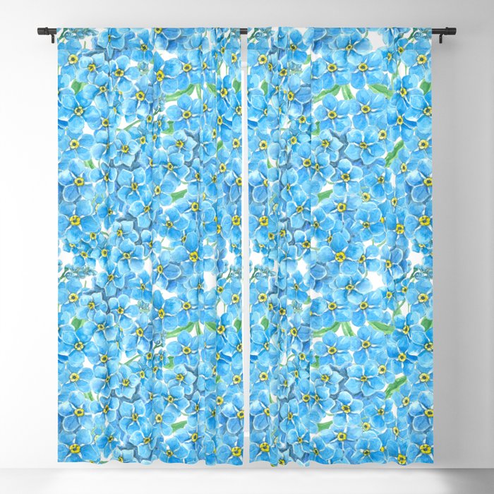 Forget me not watercolor Blackout Curtain