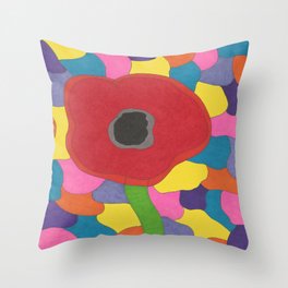 Stained Glass Poppy Throw Pillow