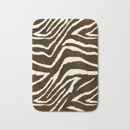 ANIMAL PRINT ZEBRA IN WINTER 2 BROWN AND BEIGE Bath Mat