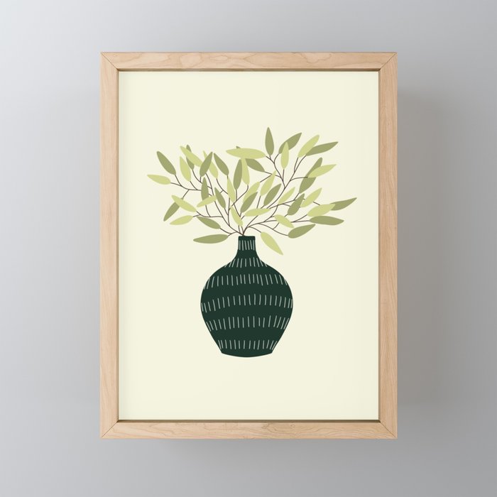 Vase no. 25 with Olive Branches  Framed Mini Art Print