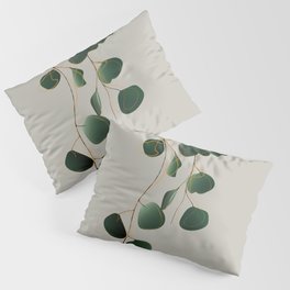 Minimalistic Floral Eucalyptus Art Design Green and Orange Pillow Sham