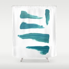 Five Teal Brushstrokes Shower Curtain