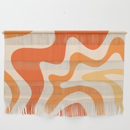 Retro Liquid Swirl Abstract Pattern Square Tangerine Orange Tones Wall Hanging