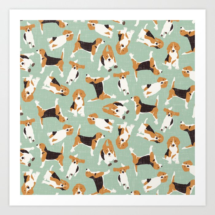 beagle scatter mint Art Print