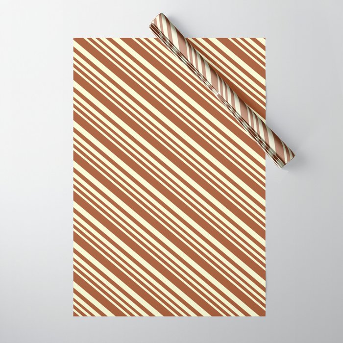 Sienna and Light Yellow Colored Stripes Pattern Wrapping Paper