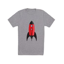 Red Cartoon Space Rocket T Shirt