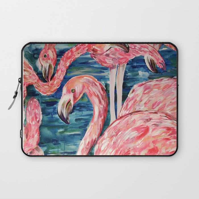 Flamingo Party Pink and Tropical Laptop Sleeve