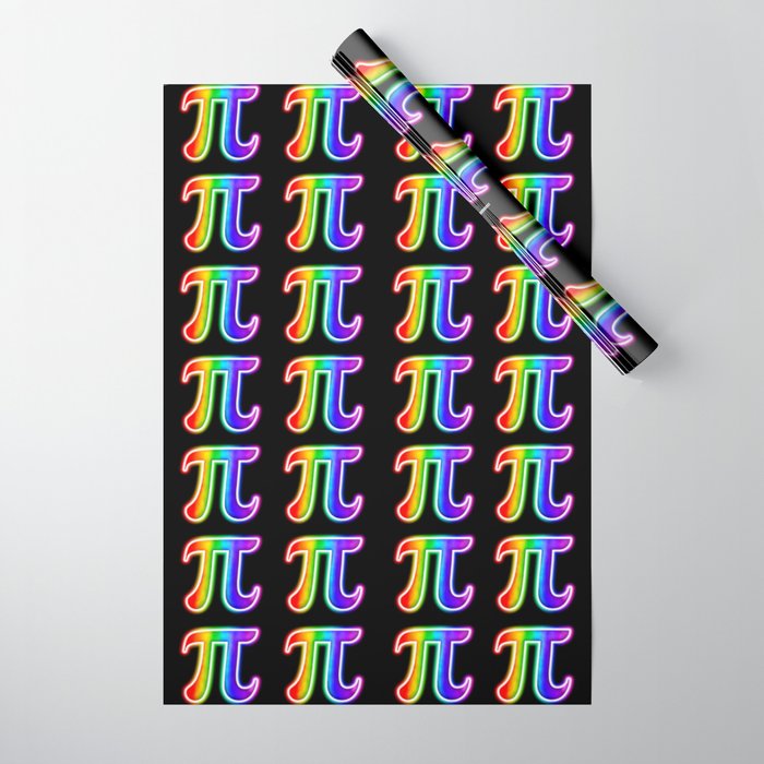 Glowing Rainbow Pi Symbol Wrapping Paper