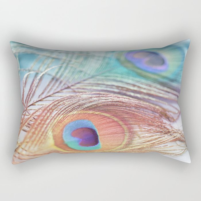 Pastel Boho Peacock Rectangular Pillow