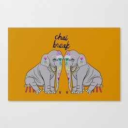 Elephants chai break Canvas Print