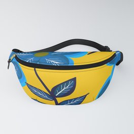 Blue Flowers and Yellow Pattern Fanny Pack