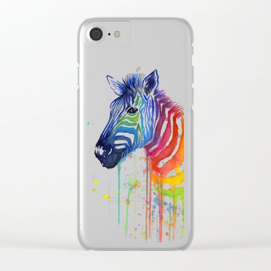 Zebra Watercolor Rainbow Animal Painting Ode to Fruit Stripes Clear iPhone Case