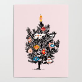 Retro Christmas tree no3 Poster