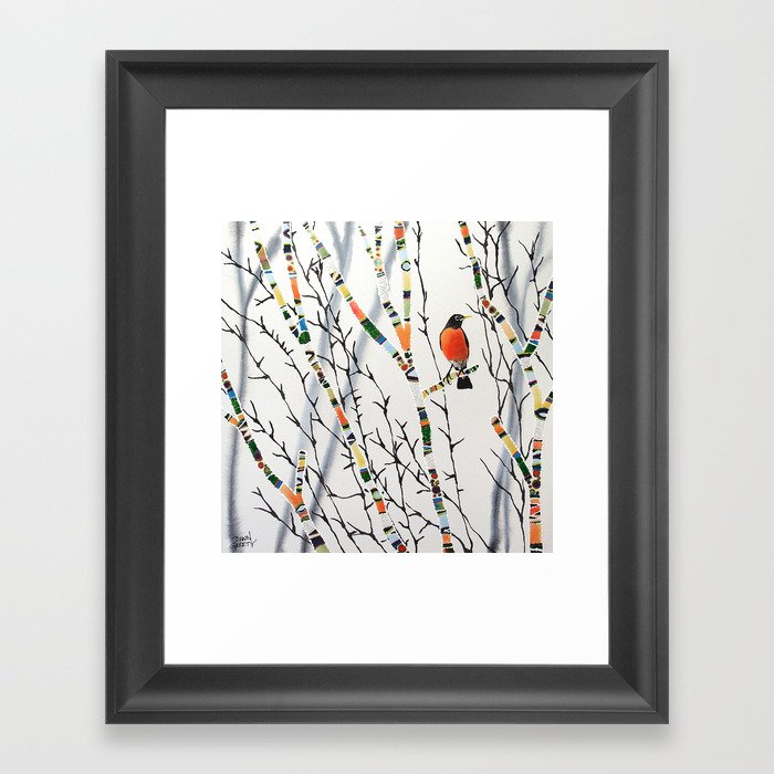 Songbird Winter Forest Framed Art Print