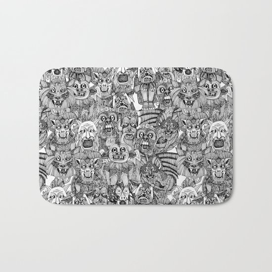 gargoyles black white Bath Mat