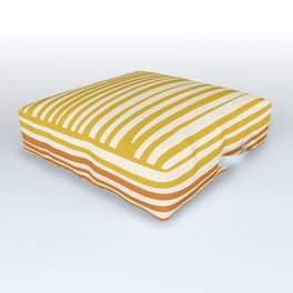 Natural Stripes Modern Minimalist Colour Block Pattern Mustard Orange Ochre Cream Outdoor Floor Cushion