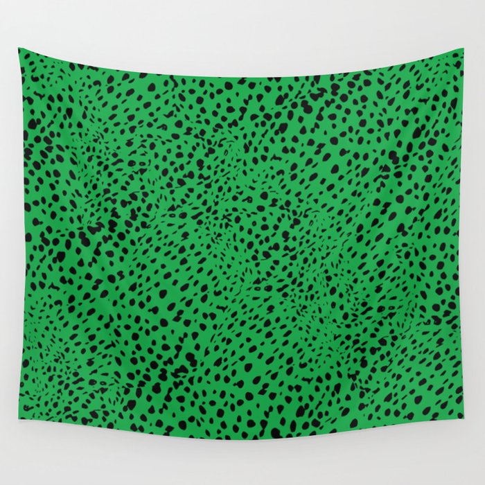 Green Cheetah skin spots. Neon animal print  pattern design. Digital Painting Illustration Backgroun Wall Tapestry