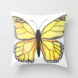 Monarch Butterfly - Yellow Throw Pillow