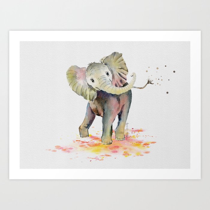 Happy Little Elephant 2 Art Print