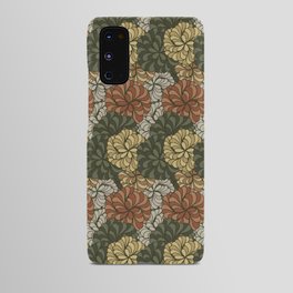 navy green and rust harvest florals dahlia garden flowers Android Case