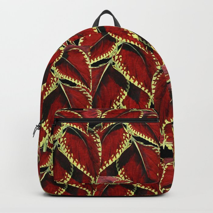 Red Leaves On Black Pattern Backpack