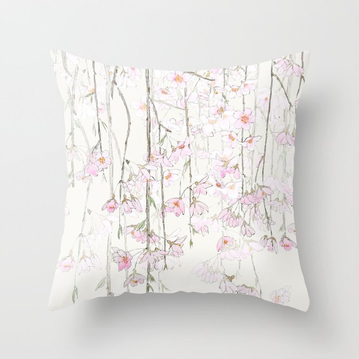 pink cherry blossom Throw Pillow