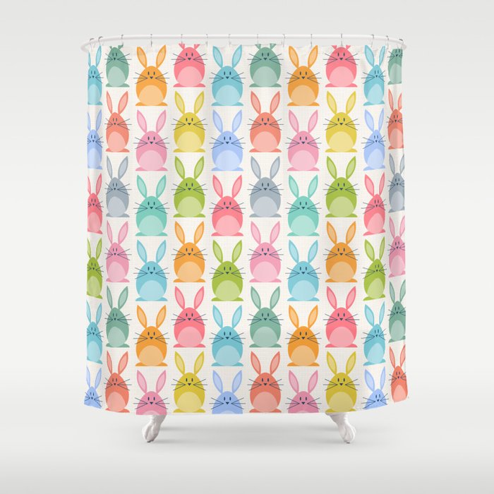 Cute Colorful Easter Egg Bunny Shower Curtain