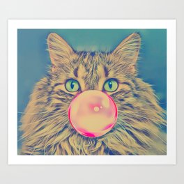 Cat Bubble pink, pastel, animal, love, kittens, cute Art Print
