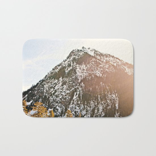 Snowy Mountain Peak in the Sun Bath Mat