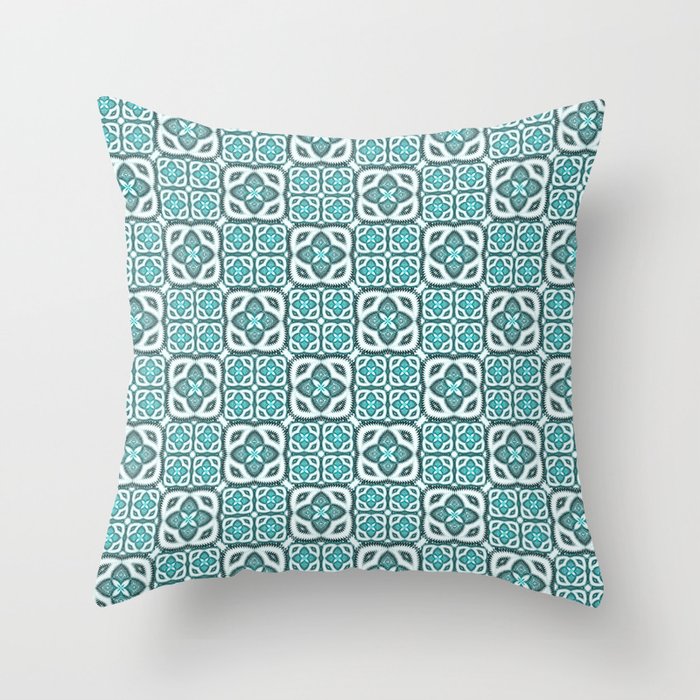 Moroccan Tile Geometric Mandala Throw Pillow