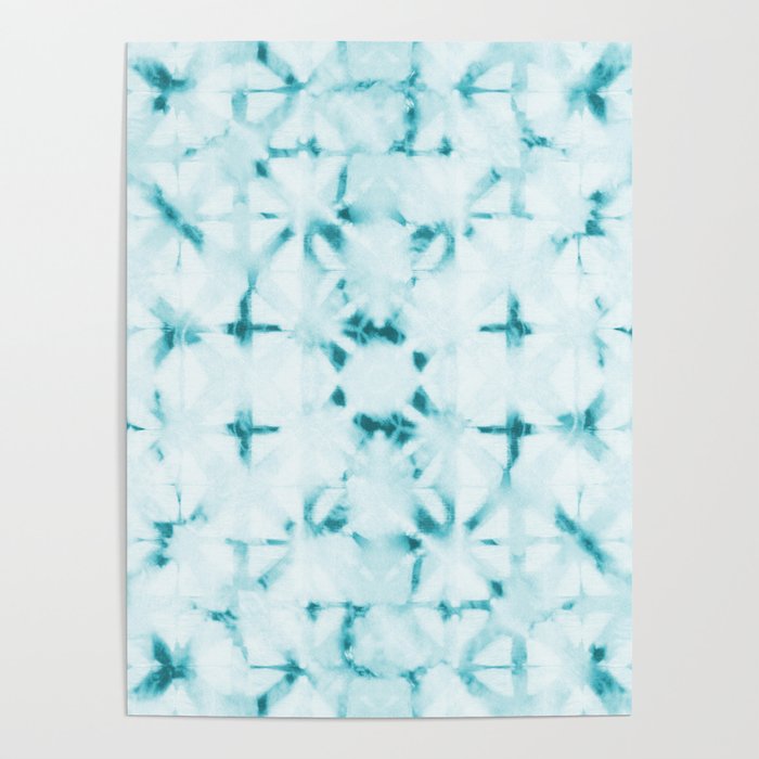 White and turquoise water spots Poster