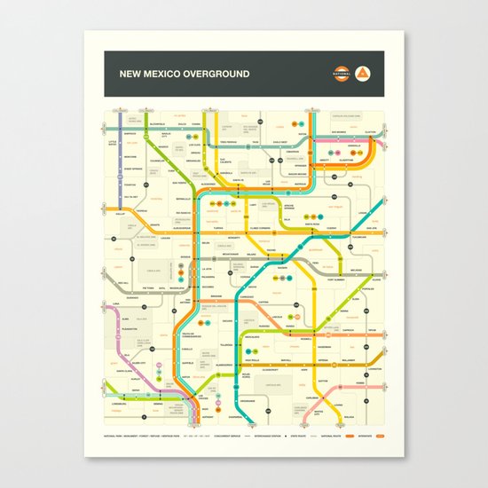 NEW MEXICO HIGHWAY MAP Canvas Print